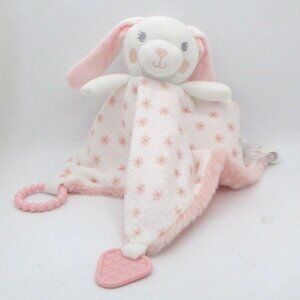 Dream Gro Pink Bunny Lovey Blanket Teether Toy Plush 14x14"     20c